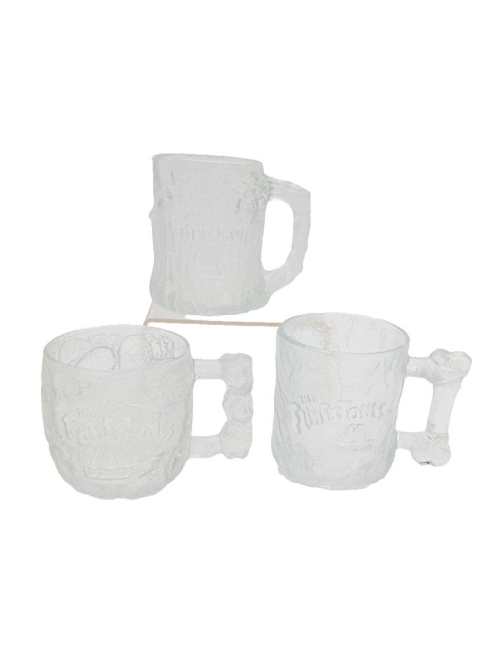 3 Vintage 1993 McDonald's Flintstones RocDonalds Rocky Road Glass Mugs 8 oz USA
